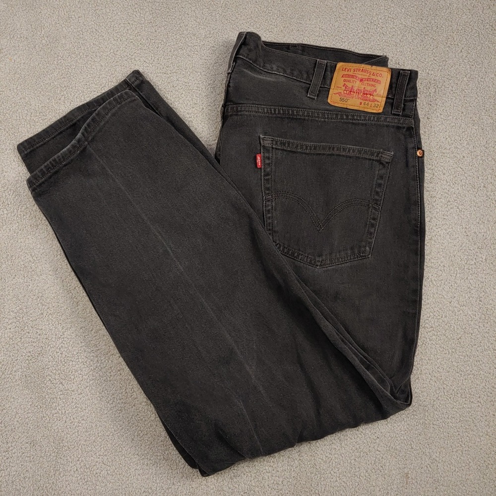 VINTAGE 2003, Levi's 550 Relaxed Fit Jeans - Men 42x30 Black - Denim Tapered Leg